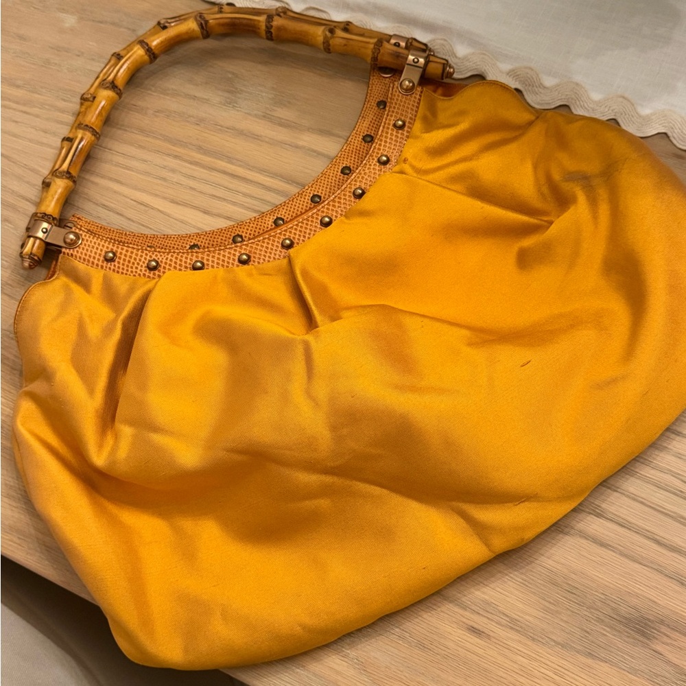 Gucci Silk Hobo Bag with Bamboo Handles